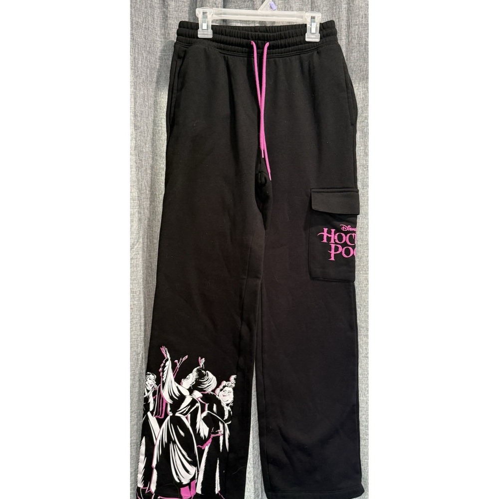Disney Hocus Pocus Jrs Black Sweatpants XXS (00) Cargo/Slash Pockets Drawstring